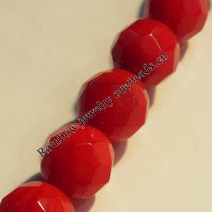 16-Inch Coral Beads, Faceted Round 8mm Hole:0.1mm, Sold by Strands