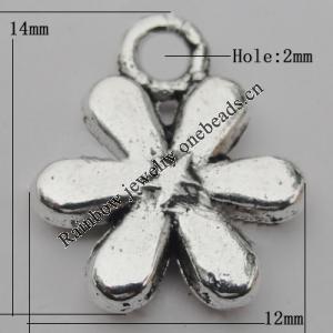 Pendant Zinc Alloy Jewelry Findings Lead-free, Flower 14x12mm Hole:2mm, Sold by Bag