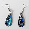 Dichroic Glass Earring, hook earwire, Mixed color, 22mm, Sold by Pair