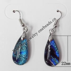 Dichroic Glass Earring, hook earwire, Mixed color, 22mm, Sold by Pair