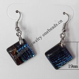 Dichroic Glass Earring, hook earwire, Mixed color, 19mm, Sold by Pair