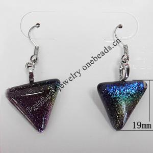 Dichroic Glass Earring, hook earwire, Mixed color, 20mm, Sold by Pair