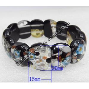 Silver Foil Lampwork Glass Bracelet, 15x20mm Length:About 19mm, Sold by Strand