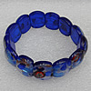 Silver Foil Lampwork Glass Bracelet, 18x22mm Length:About 19mm, Sold by Strand