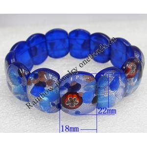 Silver Foil Lampwork Glass Bracelet, 18x22mm Length:About 19mm, Sold by Strand