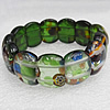 Silver Foil Lampwork Glass Bracelet, 15x20mm Length:About 19mm, Sold by Strand