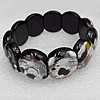 Silver Foil Lampwork Glass Bracelet, 18x22mm Length:About 19mm, Sold by Strand