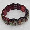 Silver Foil Lampwork Glass Bracelet, 18x22mm Length:About 19mm, Sold by Strand