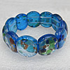 Silver Foil Lampwork Glass Bracelet, 18x22mm Length:About 19mm, Sold by Strand