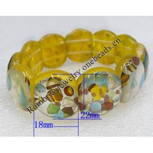 Silver Foil Lampwork Glass Bracelet, 18x22mm Length:About 19mm, Sold by Strand