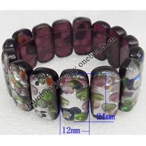 Silver Foil Lampwork Glass Bracelet, 12x24mm Length:About 19mm, Sold by Strand