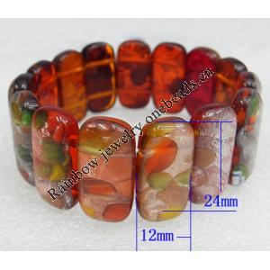 Silver Foil Lampwork Glass Bracelet, 12x24mm Length:About 19mm, Sold by Strand