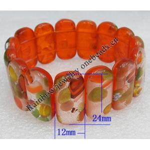 Silver Foil Lampwork Glass Bracelet, 12x24mm Length:About 19mm, Sold by Strand