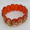 Silver Foil Lampwork Glass Bracelet, 12x24mm Length:About 19mm, Sold by Strand