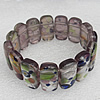 Silver Foil Lampwork Glass Bracelet, 12x24mm Length:About 19mm, Sold by Strand