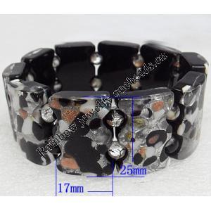 Silver Foil Lampwork Glass Bracelet, 17x25mm Length:About 19mm, Sold by Strand