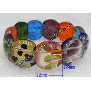 Silver Foil Lampwork Glass Bracelet, 18x22mm Length:About 19mm, Sold by Strand