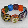 Silver Foil Lampwork Glass Bracelet, 18x22mm Length:About 19mm, Sold by Strand