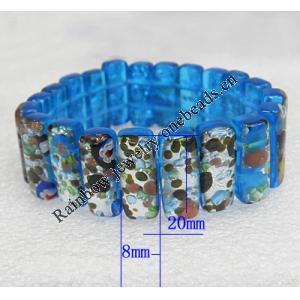 Silver Foil Lampwork Glass Bracelet, 8x20mm Length:About 19mm, Sold by Strand