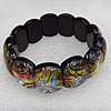 Silver Foil Lampwork Glass Bracelet, 15x20mm Length:About 19mm, Sold by Strand