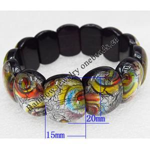 Silver Foil Lampwork Glass Bracelet, 15x20mm Length:About 19mm, Sold by Strand