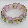 Silver Foil Lampwork Glass Bracelet, 18x22mm Length:About 19mm, Sold by Strand