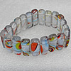 Silver Foil Lampwork Glass Bracelet, 8x20mm Length:About 19mm, Sold by Strand