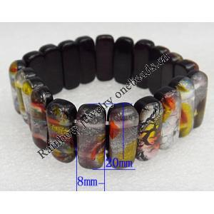 Silver Foil Lampwork Glass Bracelet, 8x20mm Length:About 19mm, Sold by Strand