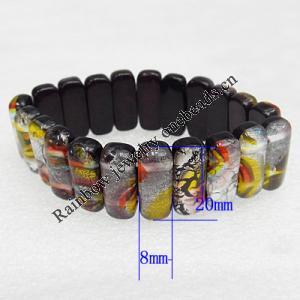 Silver Foil Lampwork Glass Bracelet, 8x20mm Length:About 19mm, Sold by Strand