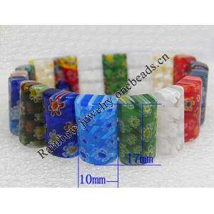 Millefiori Lampwork Glass Bracelet, 10x17mm Length:About 19mm, Sold by Strand
