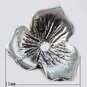 Bead Zinc Alloy Jewelry Findings Lead-free, Flower 11mm Hole:1mm, Sold by Bag