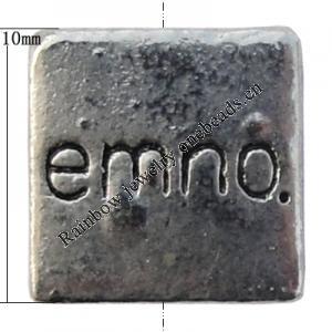 Bead Zinc Alloy Jewelry Findings Lead-free, Square 10x10mm Hole:1mm, Sold by Bag