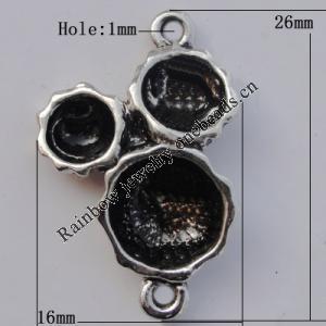 Connector Zinc Alloy Jewelry Findings Lead-free, 26x16mm Hole:1mm, Sold by Bag