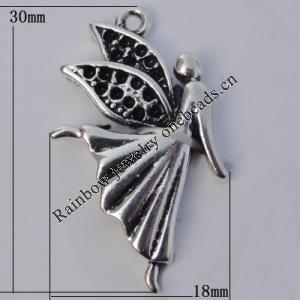 Pendant Zinc Alloy Jewelry Findings Lead-free, 30x18mm Hole:2mm, Sold by Bag