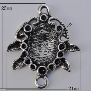Pendant Zinc Alloy Jewelry Findings Lead-free, 25x21mm Hole:2mm, Sold by Bag