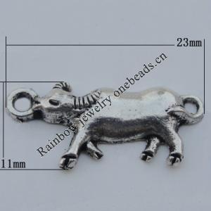 Pendant Zinc Alloy Jewelry Findings Lead-free, Elephant 23x11mm Hole:2mm, Sold by Bag