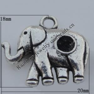 Pendant Zinc Alloy Jewelry Findings Lead-free, Elephant 20x18mm Hole:2mm, Sold by Bag