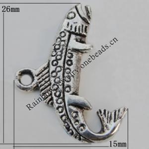 Pendant Zinc Alloy Jewelry Findings Lead-free, Animal 15x26mm Hole:2mm, Sold by Bag