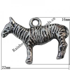 Pendant Zinc Alloy Jewelry Findings Lead-free, Animal 22x16mm Hole:2mm, Sold by Bag