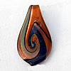 Lampwork Pendant For Earring, Leaf, 17x30mm, Hole:About 4mm, Sold by PC