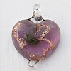 Lampwork Pendant For Earring, Heart, 19x24m, Hole:About 4mm, Sold by PC