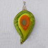 Lampwork Pendant For Earring, Leaf, 19x38mm, Hole:About 4mm, Sold by PC