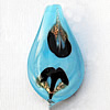 Lampwork Pendant For Earring, Leaf, 16x38mm, Hole:About 4mm, Sold by PC