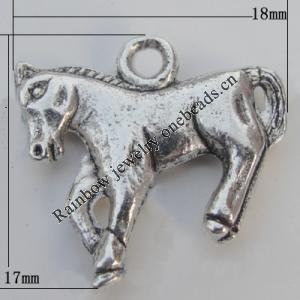 Pendant Zinc Alloy Jewelry Findings Lead-free, Horse 18x17mm Hole:2mm, Sold by Bag