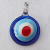 Lampwork Pendant For Earring, Flat Round, 20x28mm, Hole:About 4mm, Sold by PC