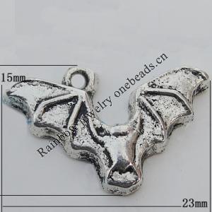 Pendant Zinc Alloy Jewelry Findings Lead-free, Bat 23x15mm Hole:1.5mm, Sold by Bag