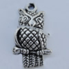 Pendant Zinc Alloy Jewelry Findings Lead-free, Owl 12x22mm Hole:1.5mm, Sold by Bag