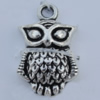 Pendant Zinc Alloy Jewelry Findings Lead-free, Owl 13x20mm Hole:2mm, Sold by Bag