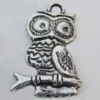 Pendant Zinc Alloy Jewelry Findings Lead-free, Owl 15x22mm Hole:1.3mm, Sold by Bag