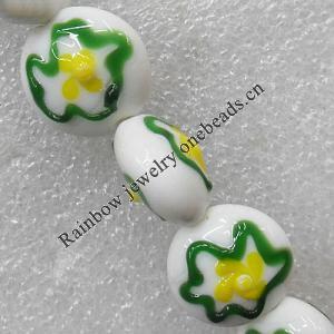 Lampwork Beads, Flat Round 20mm Hole:About 1.5mm, Sold by PC